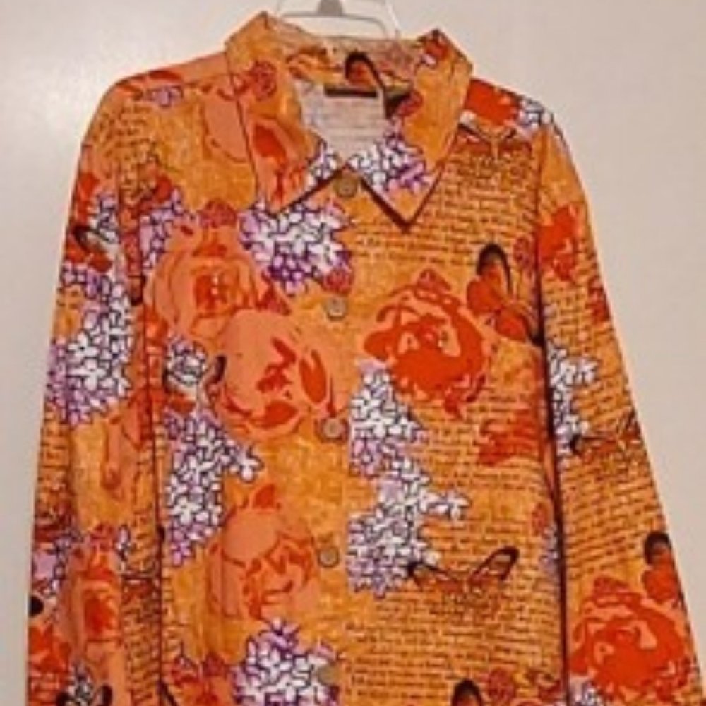 NWOTS WOMANS JANE ASHLEY 2X COLORFUL JACKET/ TUNIC  BEAUITFUL COLORS L SLEEVE